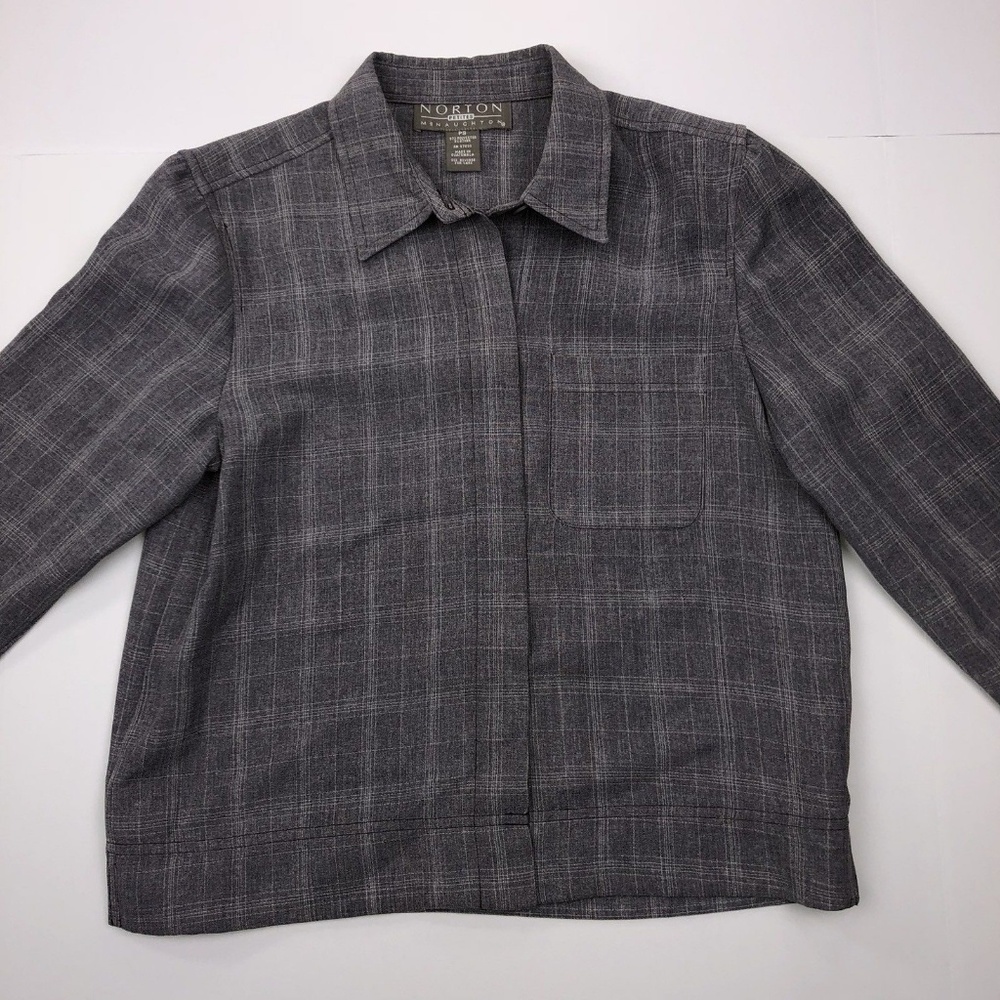 Norton McNaughton Petite Gray Long Sleeve Blazer - Picture 3 of 6
